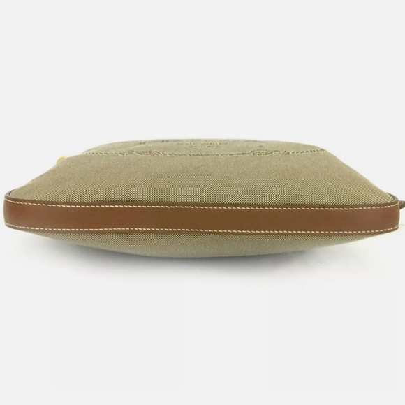 PRADA JACQUARD LOGO CANVAS BEIGE LEATHER SHOULDER BAG/R3364 - Picture 9 of 15